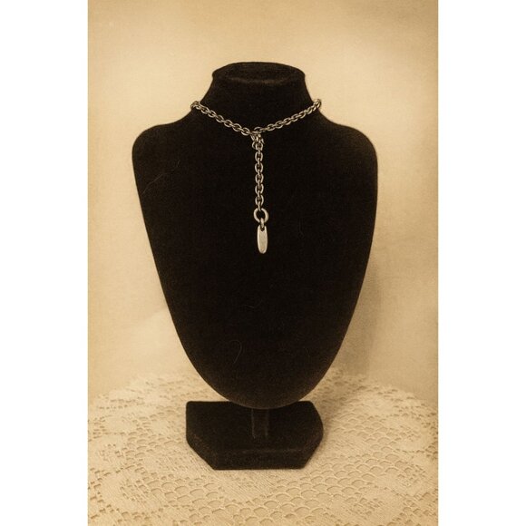 Vintage Sarah Coventry Silver Tone Statement Pendant Necklace Cabachon - Picture 4 of 4